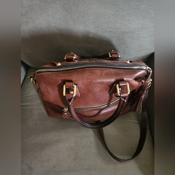 Dooney & Bourke Brown Leather Satchel - Picture 6 of 9
